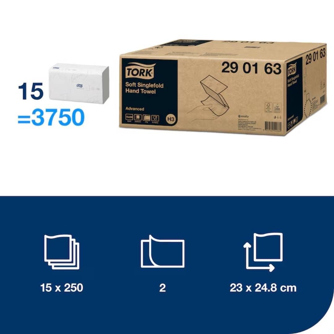 Қағаз сүлгілер Tork "Singlefold", 250 дана, 2 қабатты, 23*24,8 см, V-бүктелу, ақ / Диспенсерлерге арналған сүлгілер №6 oe.kz Қағаз сүлгілер Tork "Singlefold", 250 дана, 2 қабатты, 23*24,8 см, V-бүктелу, ақ / Диспенсерлерге арналған сүлгілер №6