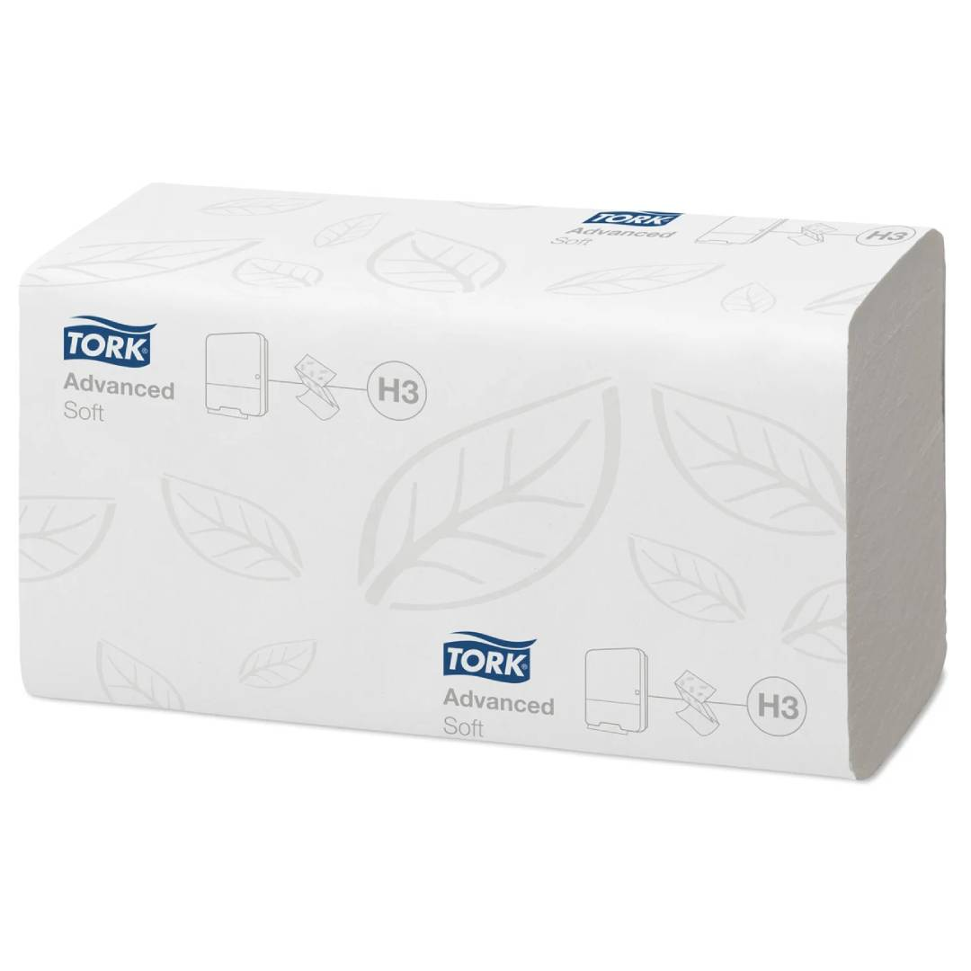 Полотенца бумажные Tork "Singlefold Soft", 250 шт, 2-х слойные, 23*22,6 см, сложение V, белые / Полотенца для диспенсеров №2