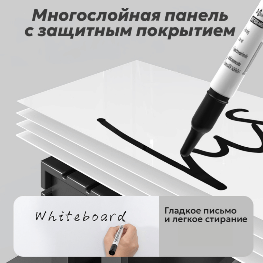 Доска магнитно-маркерная Deli "V901", размер 90*150 см, с полочкой для аксессуаров / Магнитно-маркерные доски №4