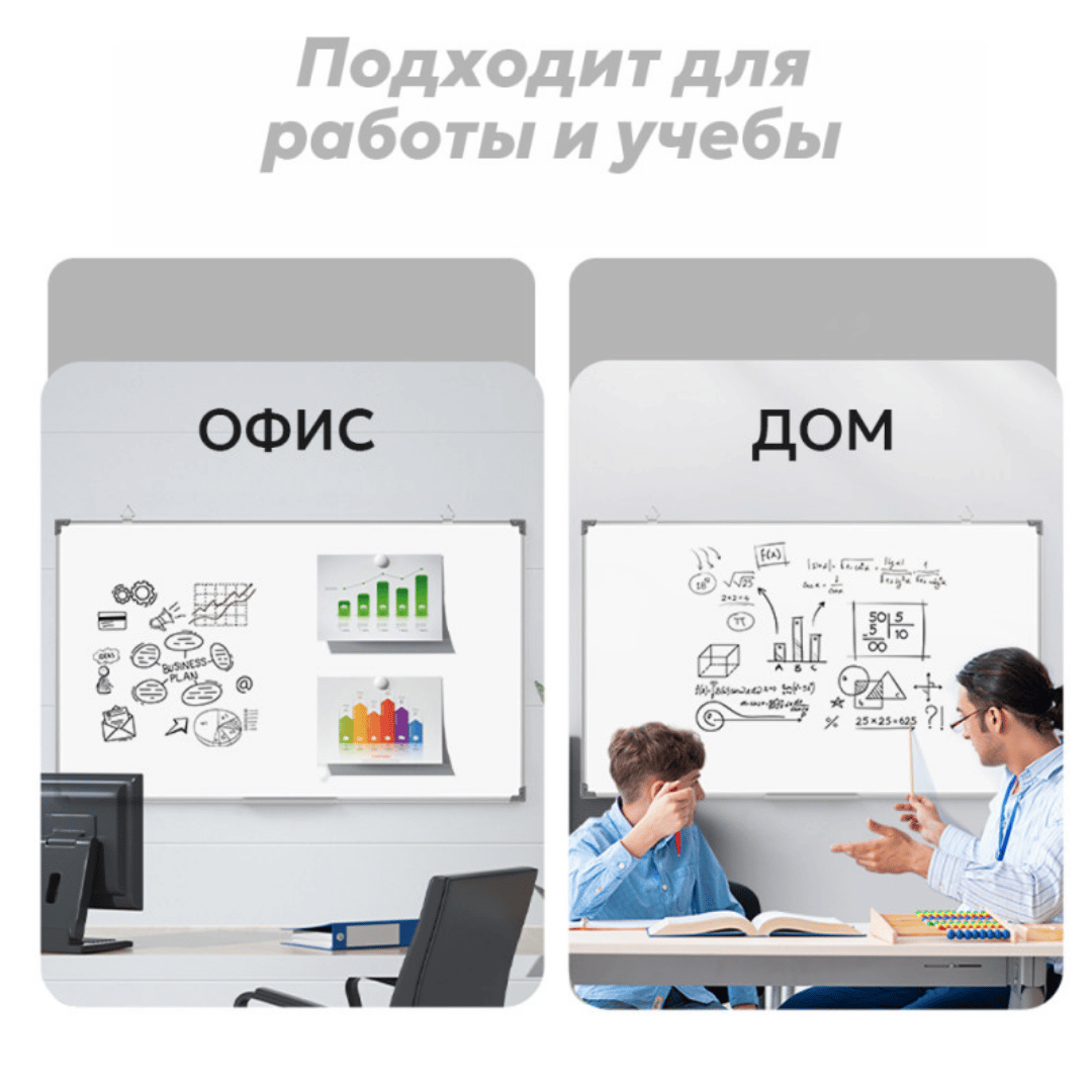 Доска магнитно-маркерная Deli "V901", размер 90*150 см, с полочкой для аксессуаров / Магнитно-маркерные доски №7
