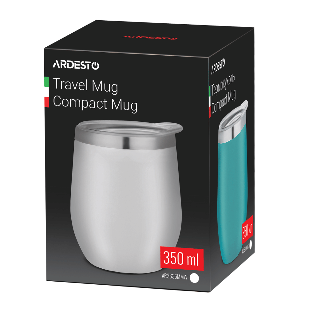 Термочашка Ardesto "Compact Mug", 350 мл, нержавеющая сталь, белый / Ас үй құрал-жабдықтары №2