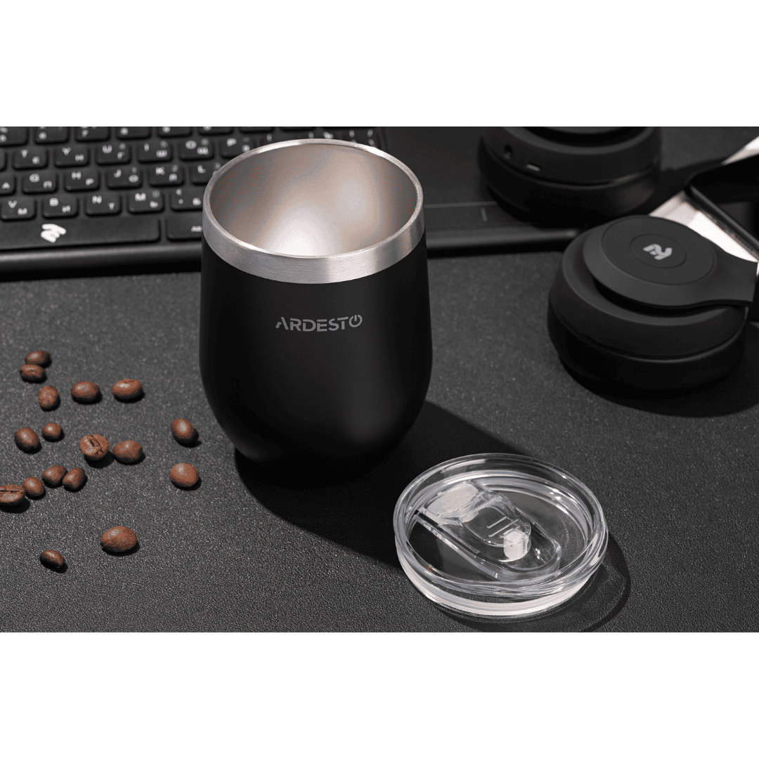 Термочашка Ardesto "Compact Mug", 350 мл, нержавеющая сталь, черный / Ас үй құрал-жабдықтары №2