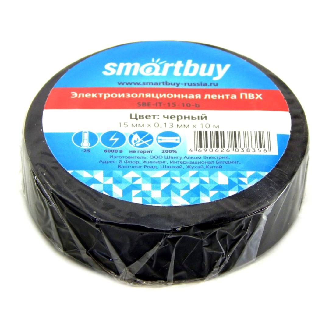 Изолента Smartbuy, размер 15 мм*10 м, черная / Монтажные и специальные ленты №3 oe.kz Изолента Smartbuy, размер 15 мм*10 м, черная / Монтажные и специальные ленты №3