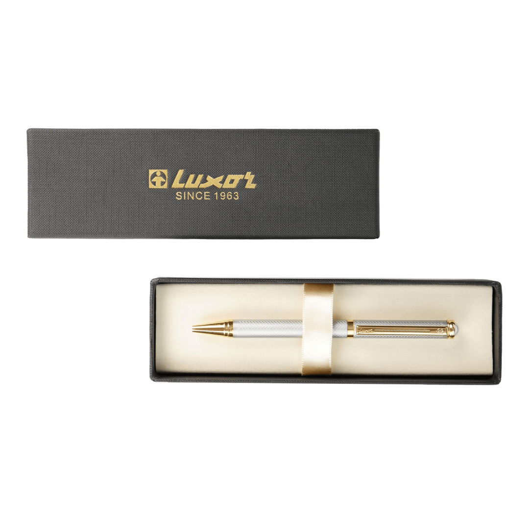 Ручка шариковая Luxor "Elan", 1 мм, корпус белый/золотистый, синяя / Ручки премиум-класса №2 oe.kz Ручка шариковая Luxor "Elan", 1 мм, корпус белый/золотистый, синяя / Ручки премиум-класса №2