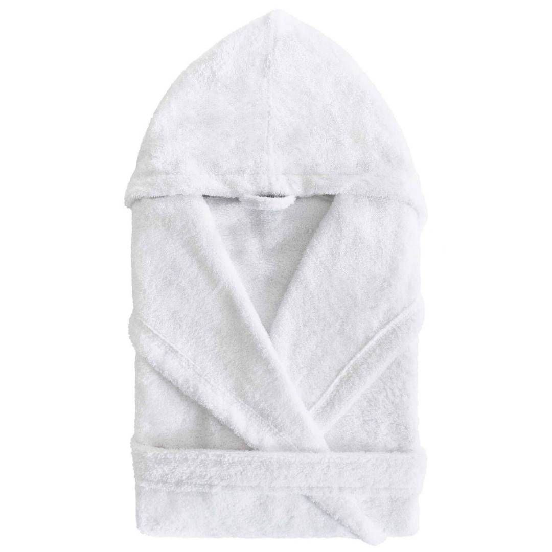 Халат махровый, S-XXL, с капюшоном, белый / Текстильная продукция	