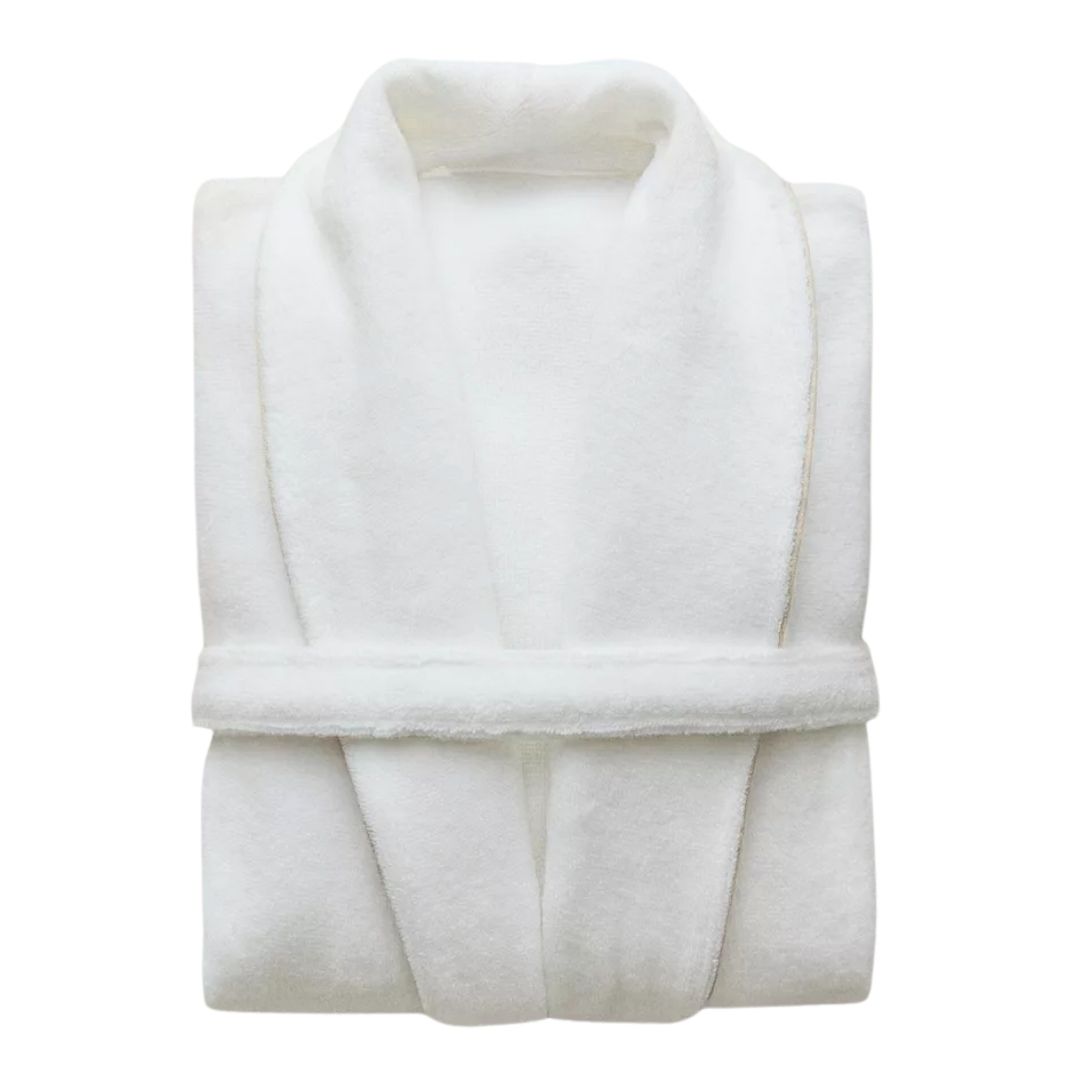 Халат велюровый, S-XXXL, шалевый воротник, белый / Текстильная продукция	