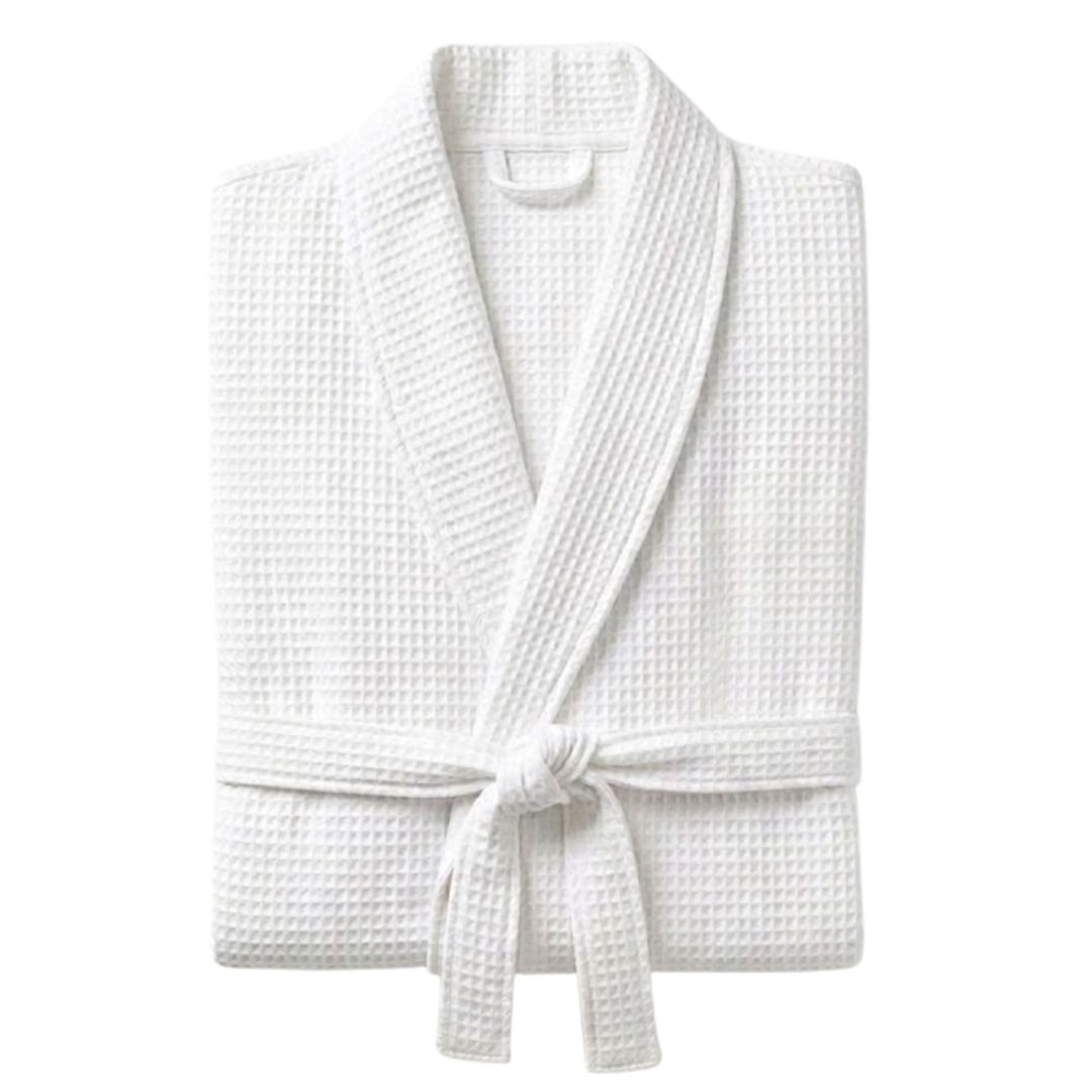 Халат вафельный, S-XXL, шалевый воротник, белый / Текстильная продукция	