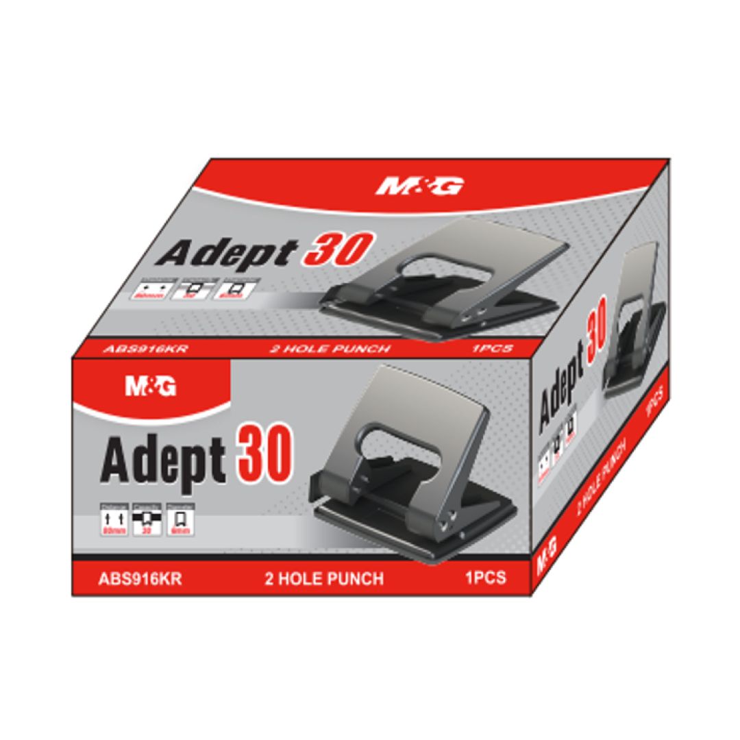 Дырокол на 30 листов M&G "Adept", пластик, черный / Дыроколы до 35 листов №2