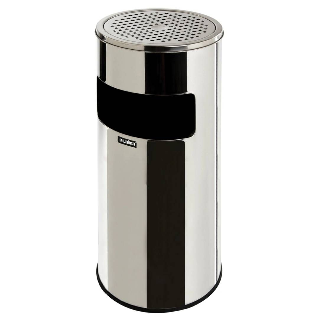 Урна металлическая Laima Professional, с емкостью для пепла, 250*250*600 мм, 27 л, серебристая / Урны-пепельницы №2