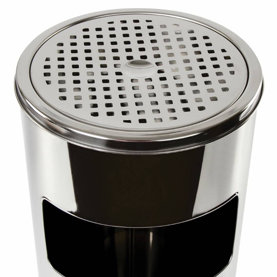 Урна металлическая Laima Professional, с емкостью для пепла, 250*250*600 мм, 27 л, серебристая / Урны-пепельницы №5