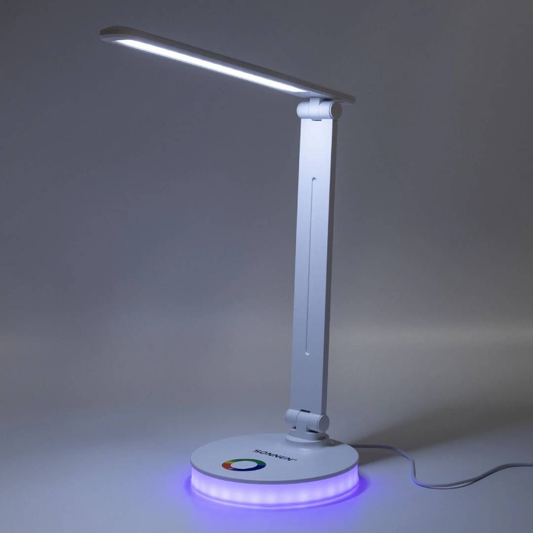 Үстел жарықшамы Sonnen RG-001, тірекпен, пластикалық корпус, LED, ақ / Үстел шамдары №7