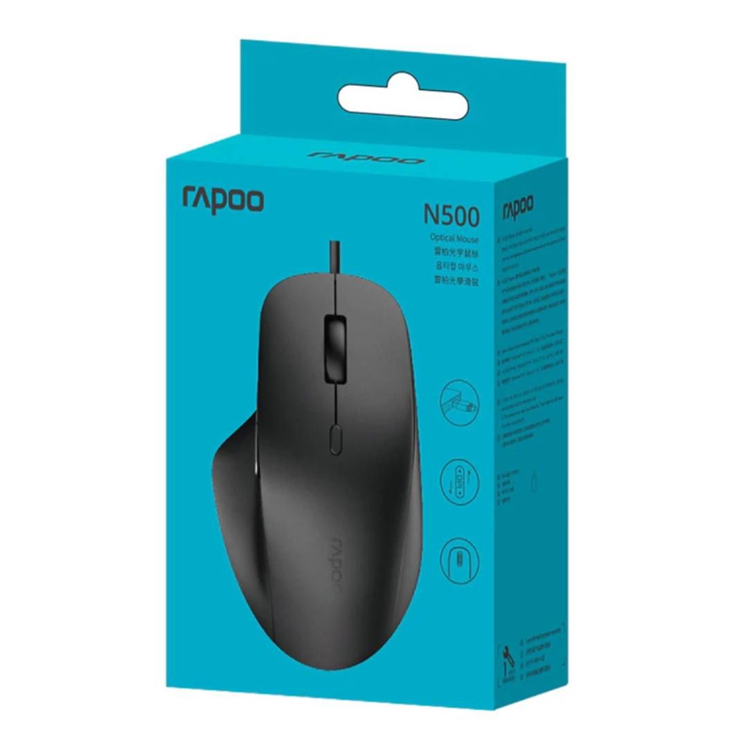 Мышь проводная оптическая Rapoo N500, 6 кнопок, 3600 dpi, USB, черная / Мыши проводные №6 oe.kz Мышь проводная оптическая Rapoo N500, 6 кнопок, 3600 dpi, USB, черная / Мыши проводные №6