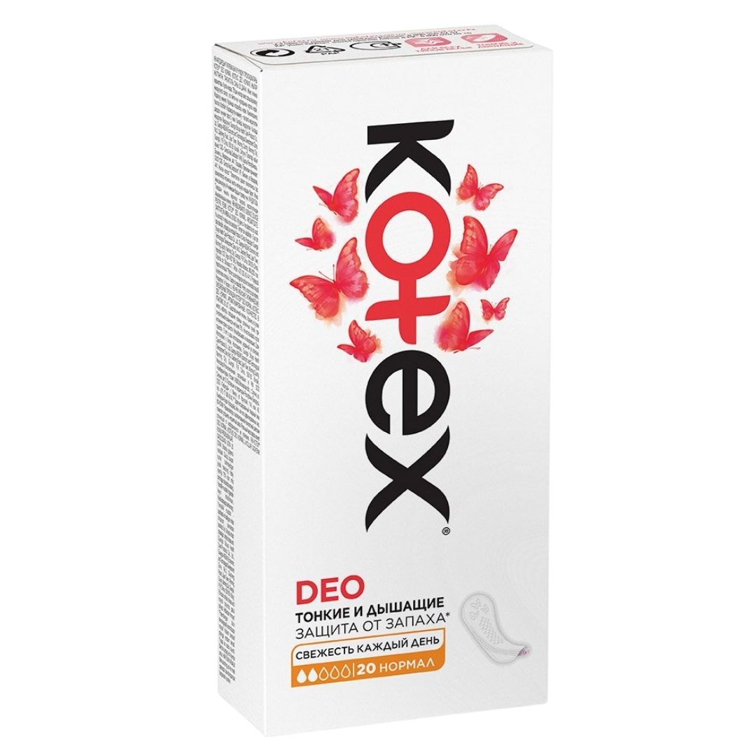 Kotex Deo күнделікті төсемдер, 2 тамшы, 20 дана/қапт / Женские гигиенические средства