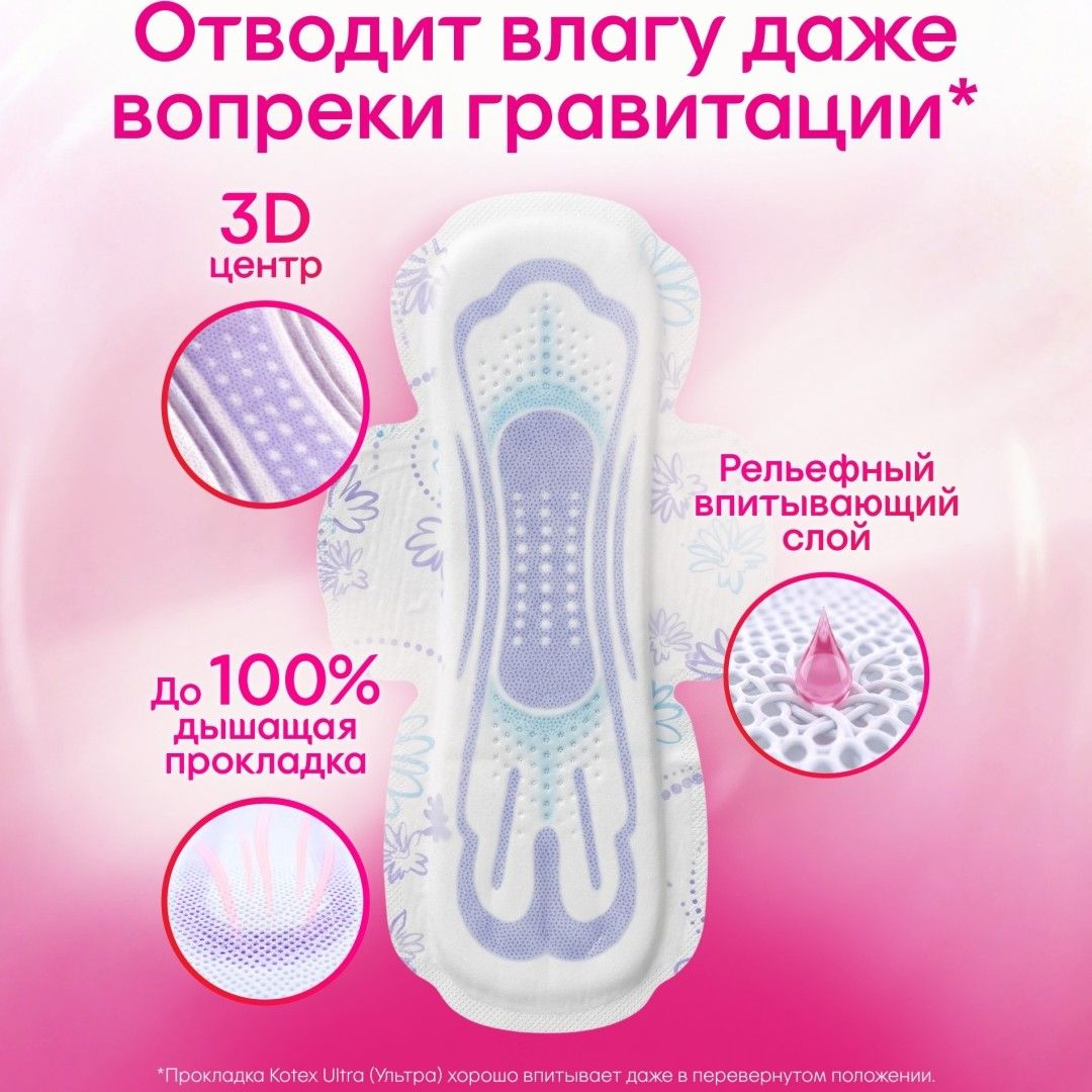 Kotex "Ultra Super" гигиеналық төсемдері, күндізгі, 5 тамшы, 16 дана/қаптама / Женские гигиенические средства №4