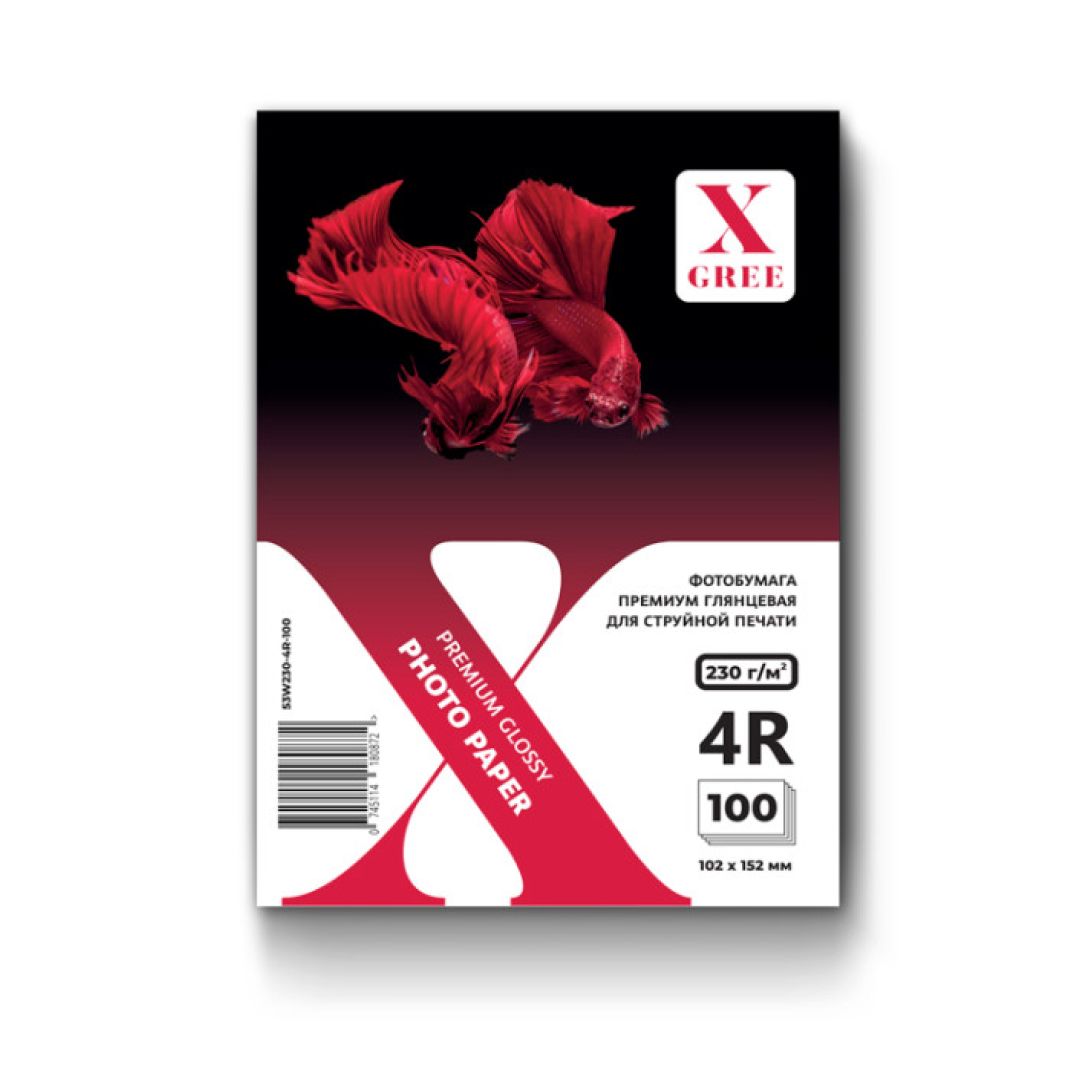 Фотобумага X-Gree Premium, 4R формат, 230 г/м2, 100 листов, глянцевая / Фотоқағаздар