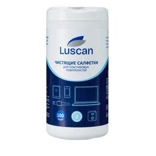 Туба с влажными чистящими салфетками для экранов Luscan, 135*165 мм, 100 шт/туба / Чистящие средства для оргтехники