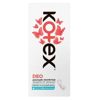 Гигиенические прокладки Kotex Deo, ежедневные,1 капля, 20 шт/упак / Женские гигиенические средства