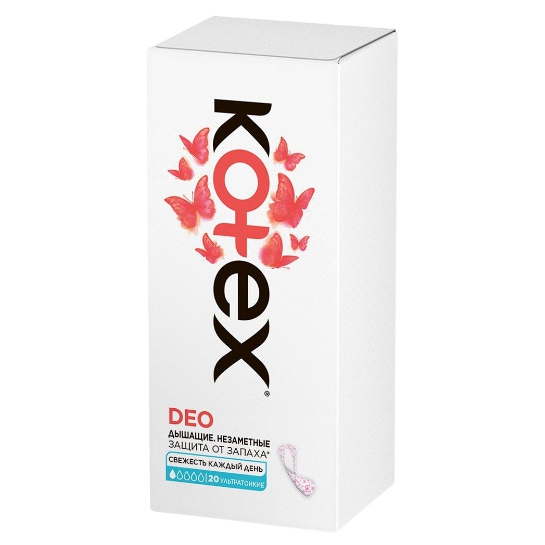 Гигиенические прокладки Kotex Deo, ежедневные,1 капля, 20 шт/упак / Женские гигиенические средства №2