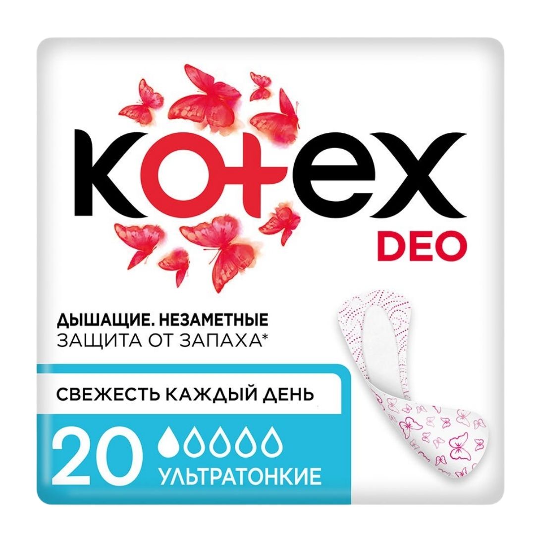 Гигиенические прокладки Kotex Deo, ежедневные,1 капля, 20 шт/упак / Женские гигиенические средства №3