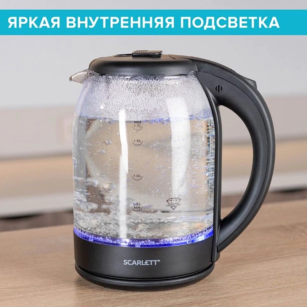 Электрлік шәйнек Scarlett SC-EK27G90, 1,7 л, пластик/шыны, қара түсті / Шәйнектер №3 oe.kz Электрлік шәйнек Scarlett SC-EK27G90, 1,7 л, пластик/шыны, қара түсті / Шәйнектер №3