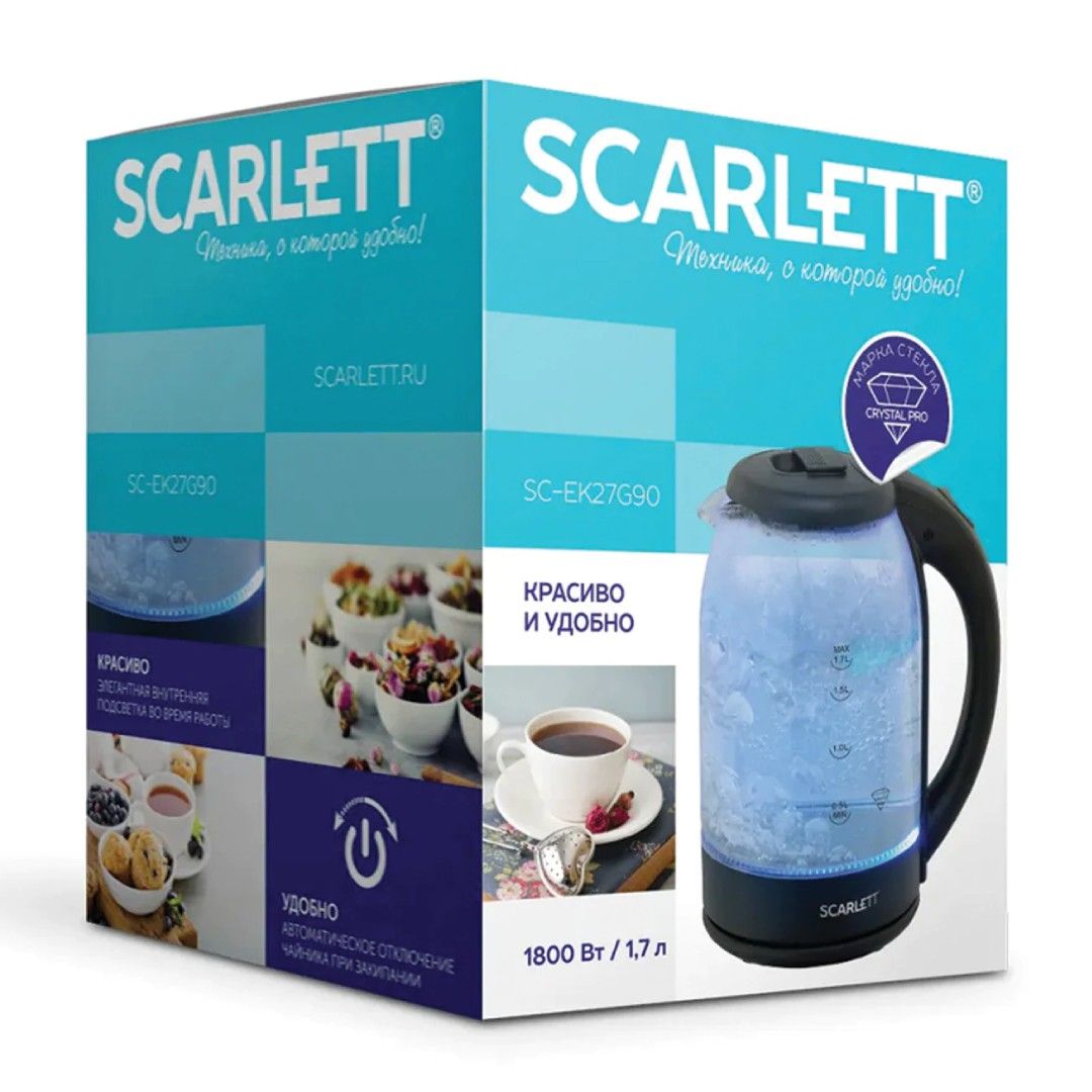Электрлік шәйнек Scarlett SC-EK27G90, 1,7 л, пластик/шыны, қара түсті / Шәйнектер №5 oe.kz Электрлік шәйнек Scarlett SC-EK27G90, 1,7 л, пластик/шыны, қара түсті / Шәйнектер №5