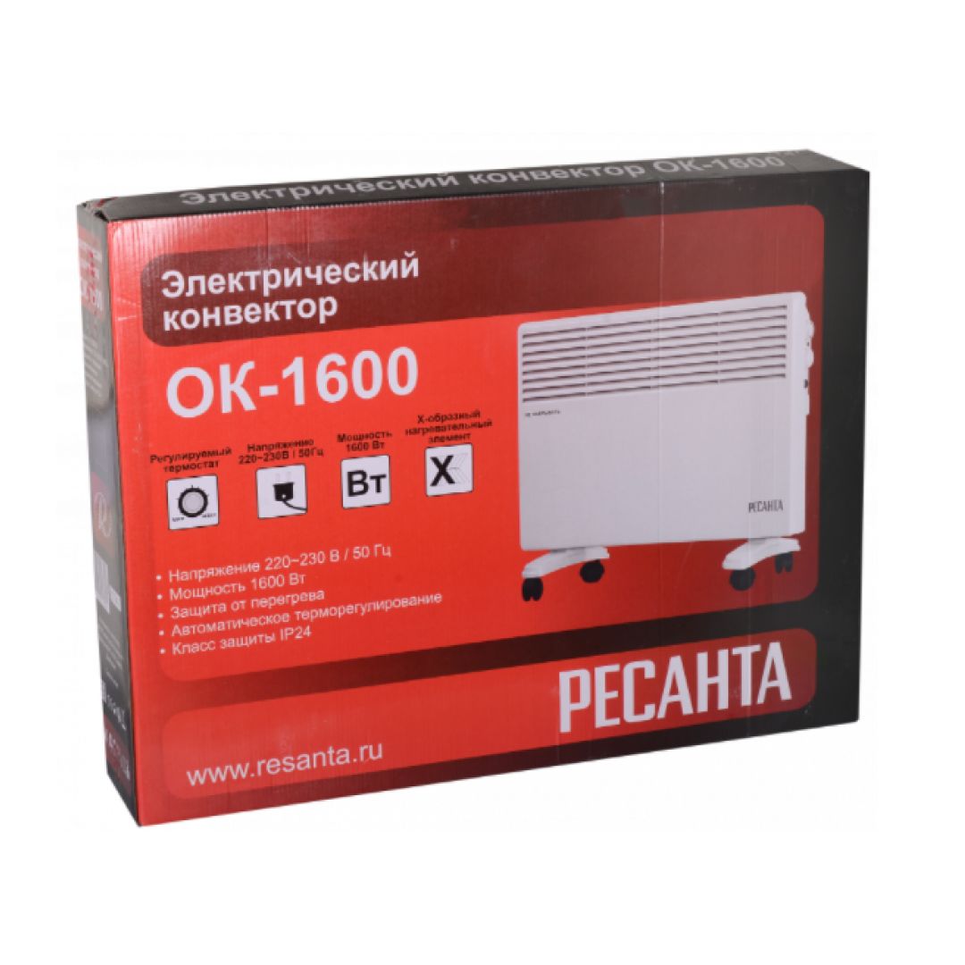 Обогреватель конвекторный Ресанта ОК-1600, 1,6 кВт, белый / Обогреватели №3