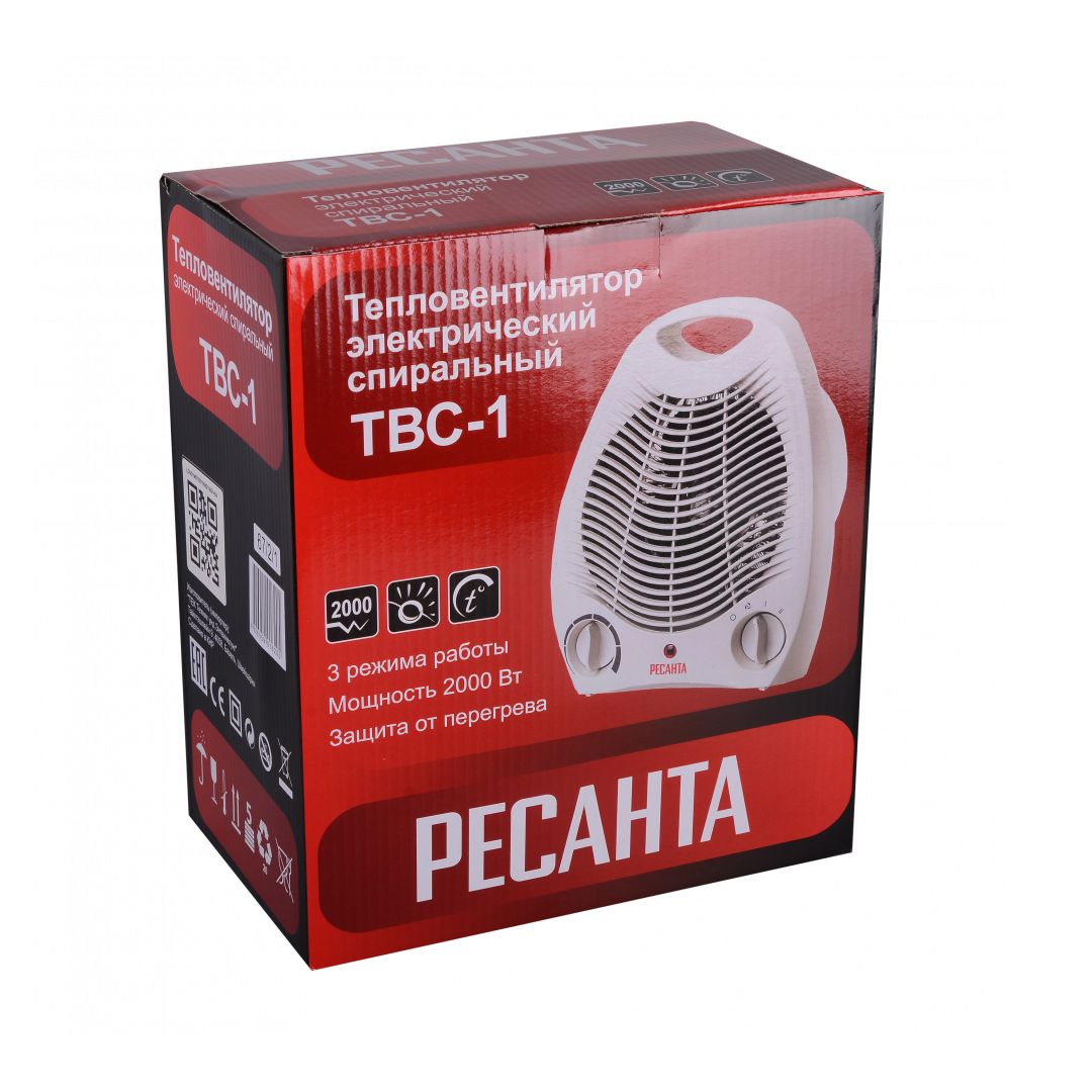 Тепловентилятор Ресанта ТВС-1, 2 кВт, белый / Обогреватели №4