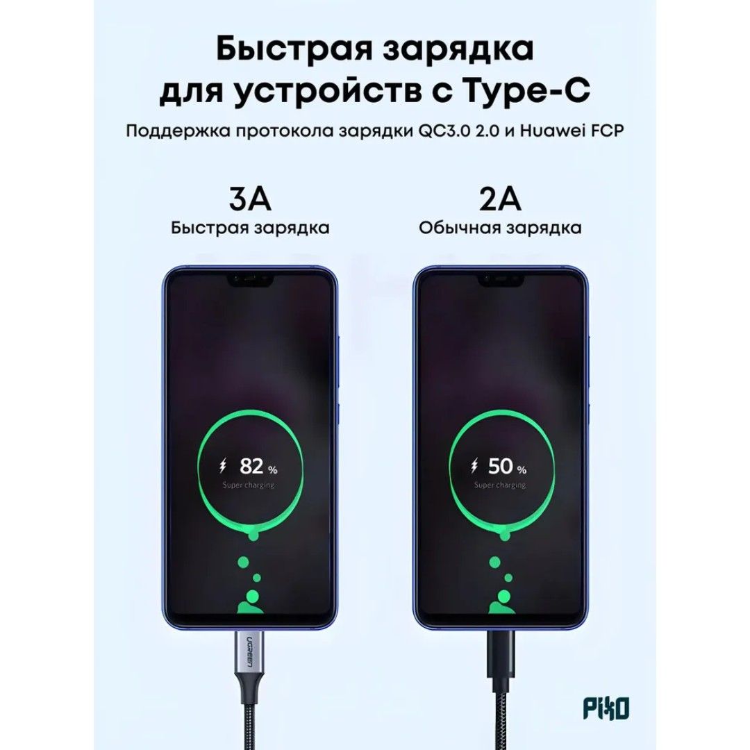 Интерфейсный кабель Ugreen US288 (60126), USB-A — Type-C, 18 Вт, 1 м, черный / Зарядные устройства, кабели №5 oe.kz Интерфейсный кабель Ugreen US288 (60126), USB-A — Type-C, 18 Вт, 1 м, черный / Зарядные устройства, кабели №5