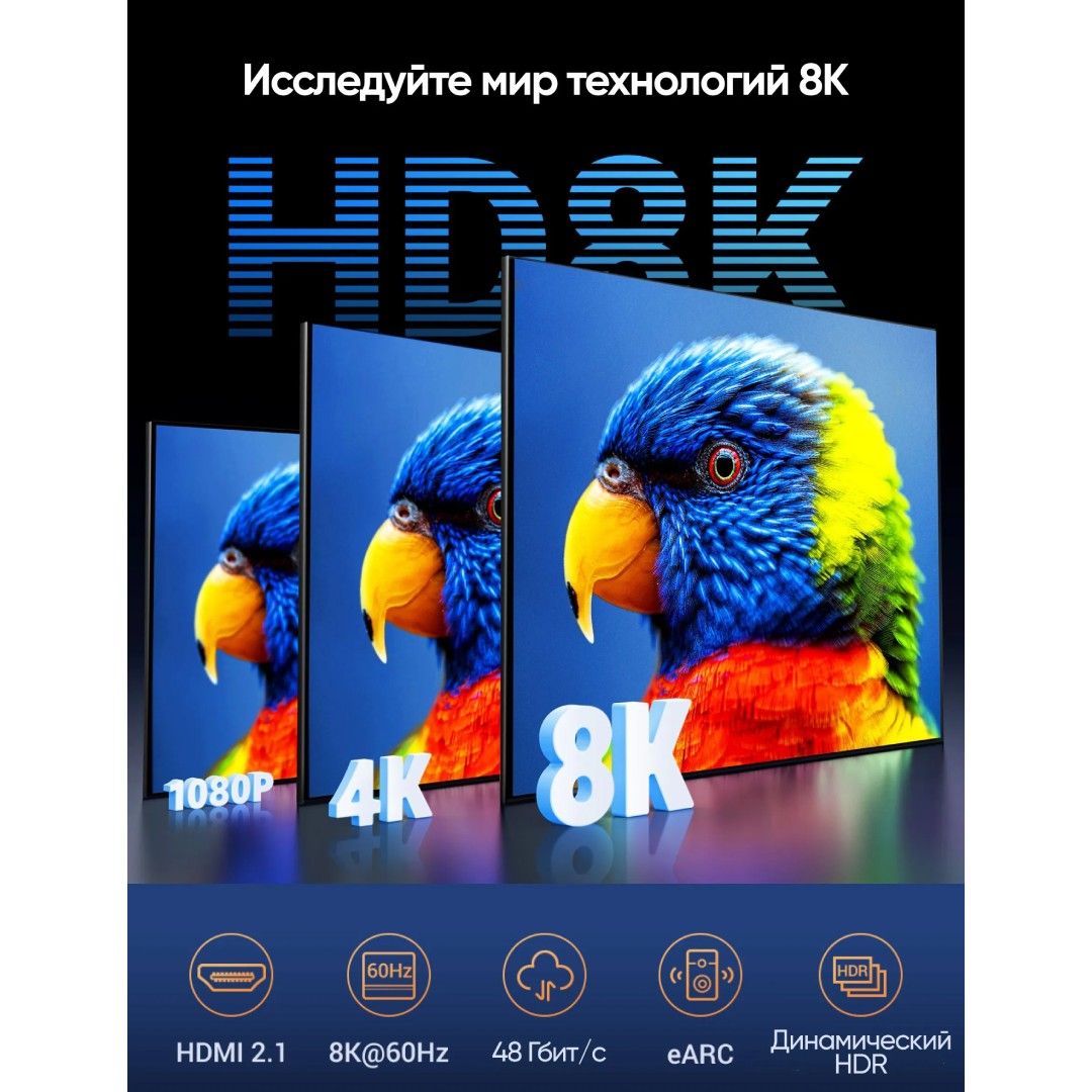 Интерфейсный кабель Ugreen HD175 (45432), HDMI — HDMI, 2 м, 8K, черный / Интерфейсные кабели №3 oe.kz Интерфейсный кабель Ugreen HD175 (45432), HDMI — HDMI, 2 м, 8K, черный / Интерфейсные кабели №3