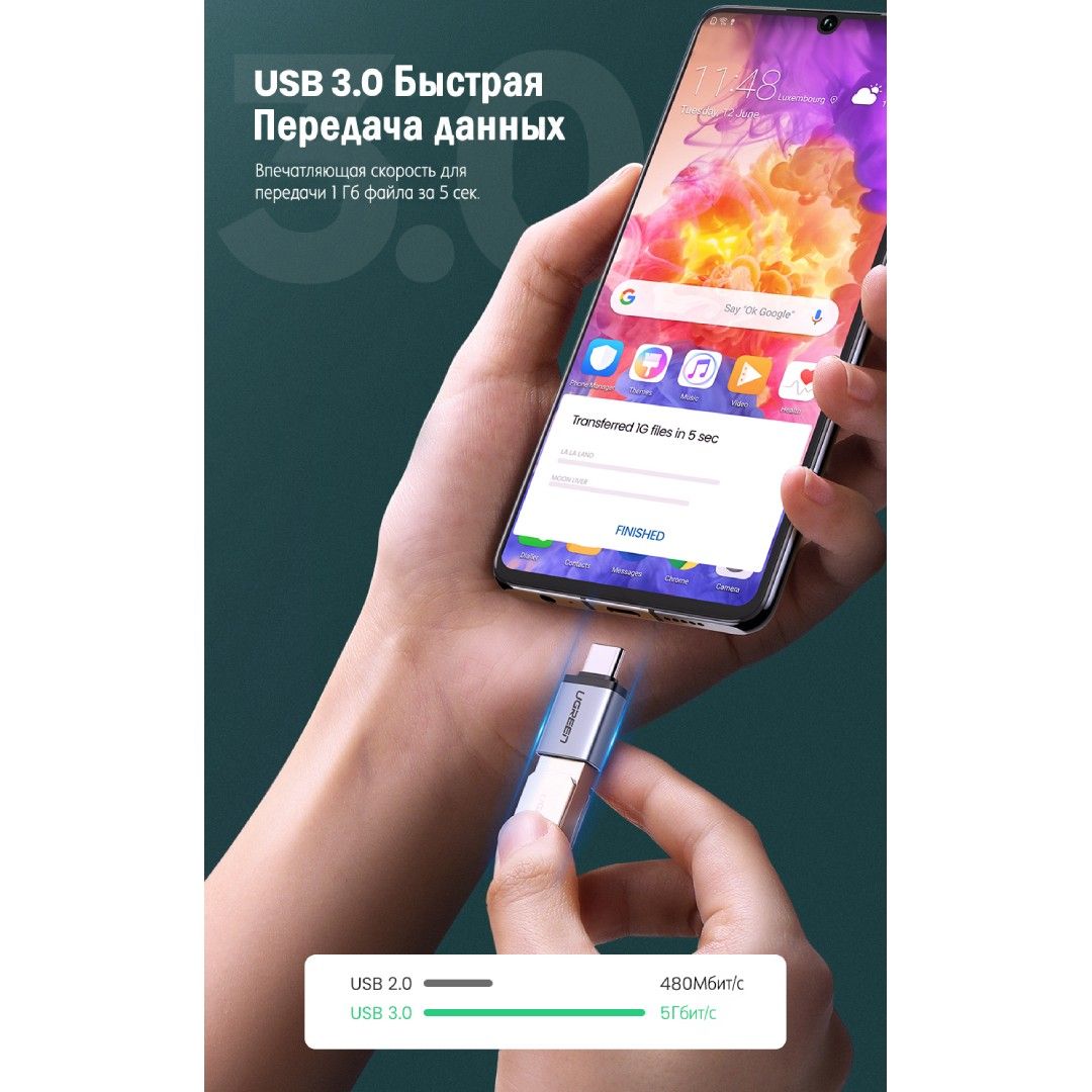Переходник Ugreen US270 (50283), Type-С — USB 3.0, серый / Интерфейсные кабели №6 oe.kz Переходник Ugreen US270 (50283), Type-С — USB 3.0, серый / Интерфейсные кабели №6