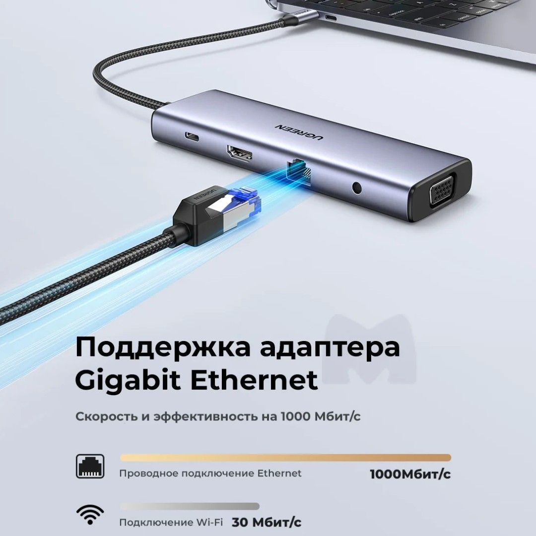 USB-хаб Ugreen CM498 (15601), Type-C, 10 портов, серый / Интерфейсные кабели №5 oe.kz USB-хаб Ugreen CM498 (15601), Type-C, 10 портов, серый / Интерфейсные кабели №5